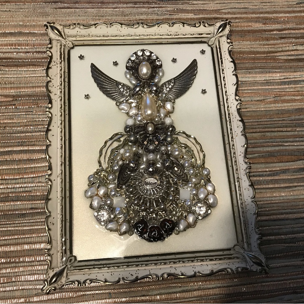 Vintage Jewelry Pearls Rhinestone Xmas Angel Unique Art